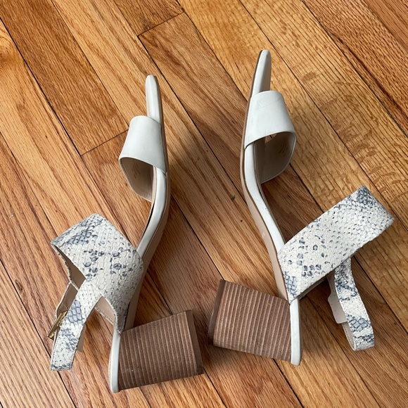 Josie Leather Ankle Snake Embossed Strap Chunky Block Heeled Kitten Heels summer - Picture 5 of 9